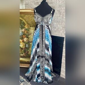 Elegant Blue and Black Maxi Dress